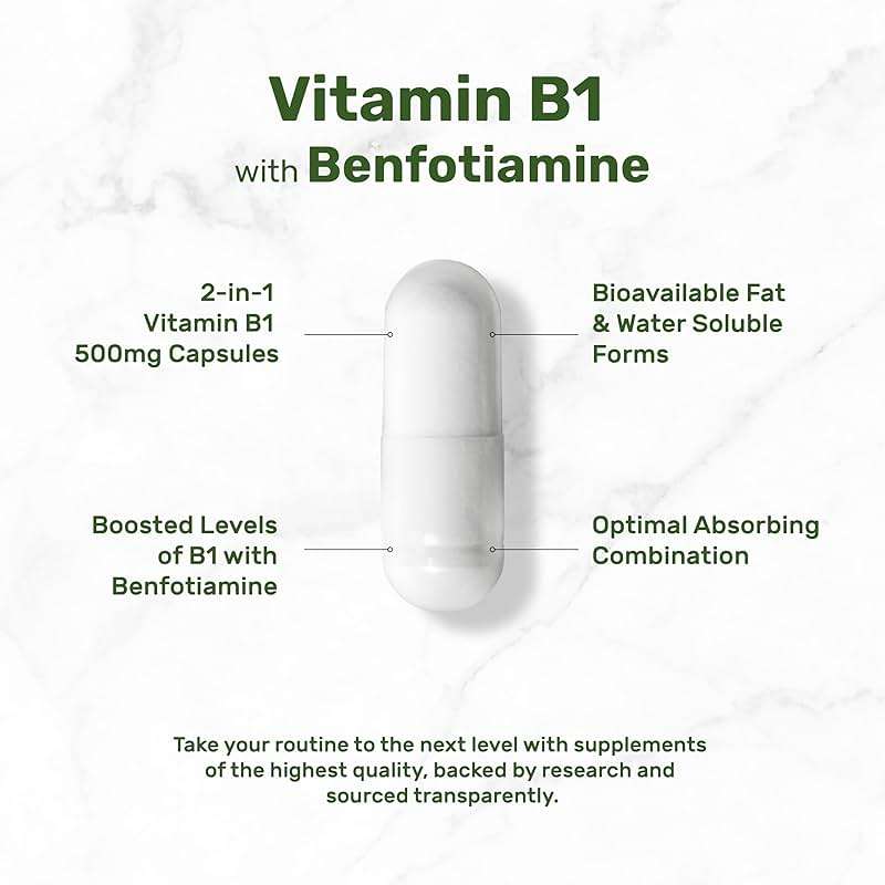 DEAL SUPPLEMENT Vitamin B1 500mg with Benfotiamine, 240 Capsules – 2 in 1 Enhanced Formula – Fat & Water Soluble Thiamine B1 Supplement – Third Party Tested, Non-GMO, No Gluten - Image 3