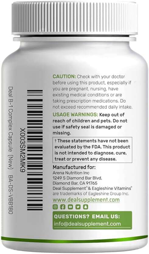 DEAL SUPPLEMENT Vitamin B1 500mg with Benfotiamine, 240 Capsules – 2 in 1 Enhanced Formula – Fat & Water Soluble Thiamine B1 Supplement – Third Party Tested, Non-GMO, No Gluten - Image 7