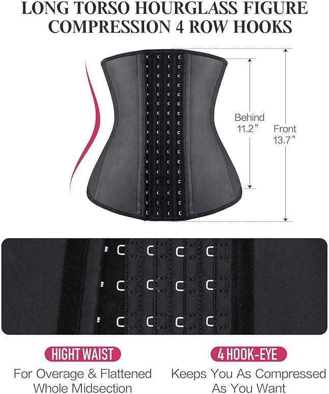 YIANNA Waist Trainer for Women Latex Underbust Waist Corsets Cincher Hourglass Body Shaper 4 Hooks - Image 3