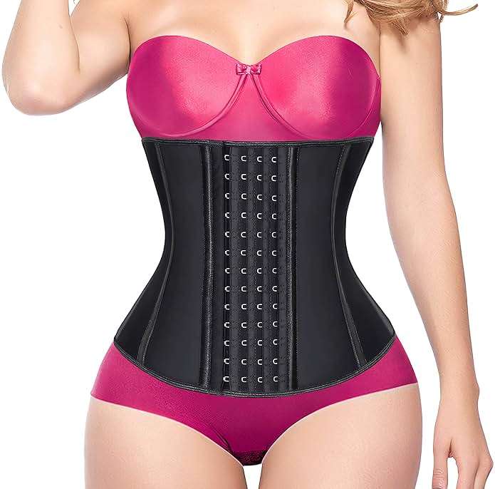 YIANNA Waist Trainer for Women Latex Underbust Waist Corsets Cincher Hourglass Body Shaper 4 Hooks - Image 7