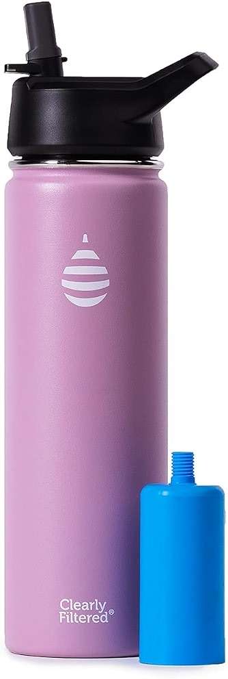 Clearly Filtered 20oz Water Bottle/Targets 200+ Contaminants/Double-Wall Insulated Stainless Steel Filtered Water Bottle BPA/BPS-Free Phthalate-Free Filters Fluoride Lead Chlorine (Pink) - Image 1