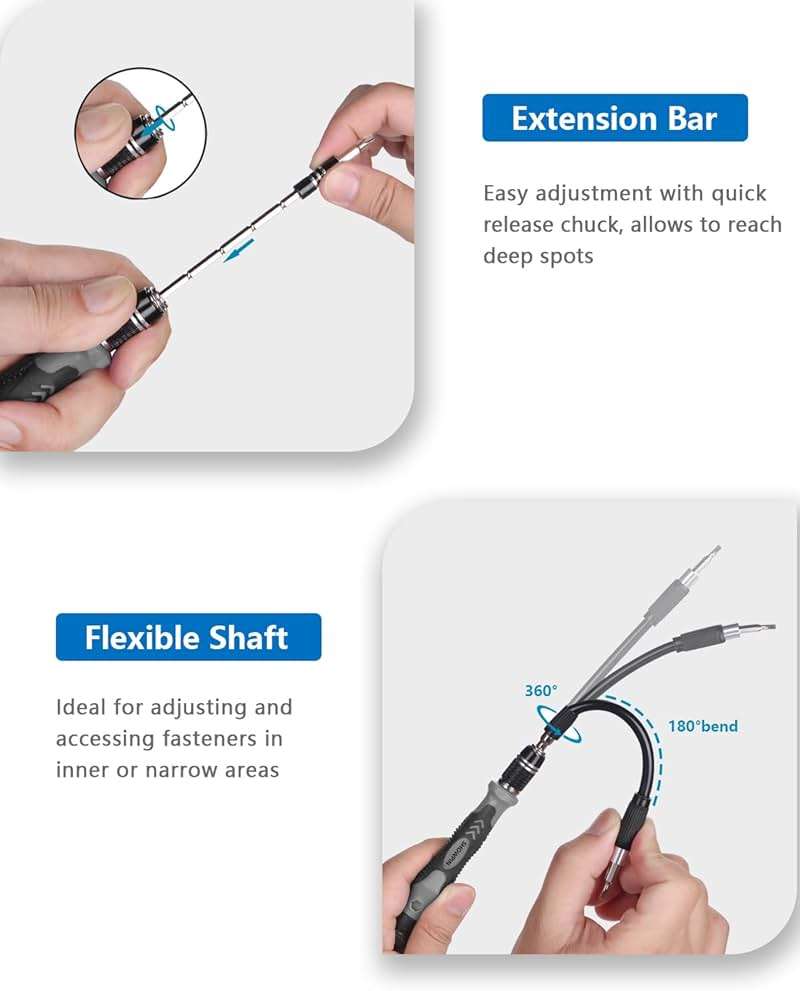 SHOWPIN 122 in 1 Precision Computer Screwdriver Kit, Laptop Screwdriver Sets with 101 Magnetic Drill Bits, Computer Accessories, Electronics Tool Kit Compatible for Tablet, PC, iPhone, PS4 Repair - Image 3