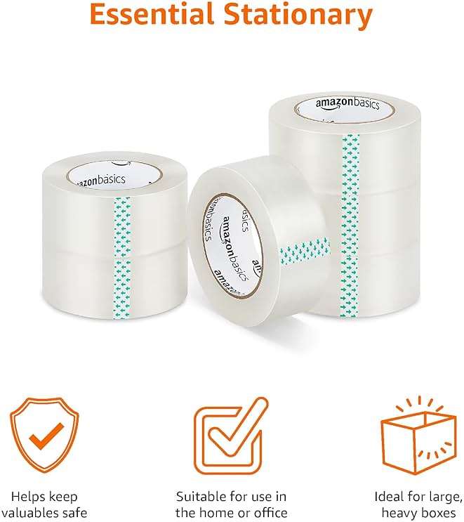 Amazon Basics Strong Adhesive Packing Tape for Moving Boxes, Shipping and Sealing, Clear, 1.88" x 109 Yards, 6-Pack, Total 654 Yards - Image 5