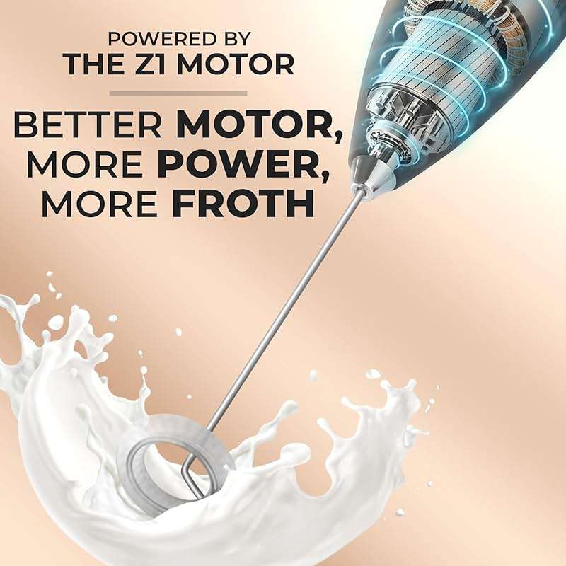 Zulay Kitchen Milk Frother Handheld Electric Whisk – Frother Wand, Durable Drink Mixer, Stainless Steel Whisk, Coffee Frother, Hand Blender, Frother for Protein Powder, Lattes, Matcha & More - Black - Image 3