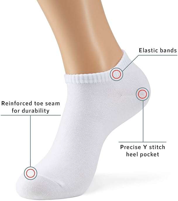 MONFOOT Men's/Women's 10-20 Pairs Thin Cotton Low Cut Ankle Socks, Multipack - Image 2