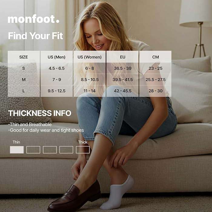 MONFOOT Men's/Women's 10-20 Pairs Thin Cotton Low Cut Ankle Socks, Multipack - Image 4