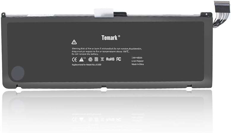 Temark Replacement Laptop Battery A1309 Compatible with MacBook Pro 17inch A1297 (Only fit Early 2009 Mid2009 Mid2010 Version), fits for MC226/A MC226CH/A MC226J/A 020-6313-C 661-5037-A (95Wh) - Image 5