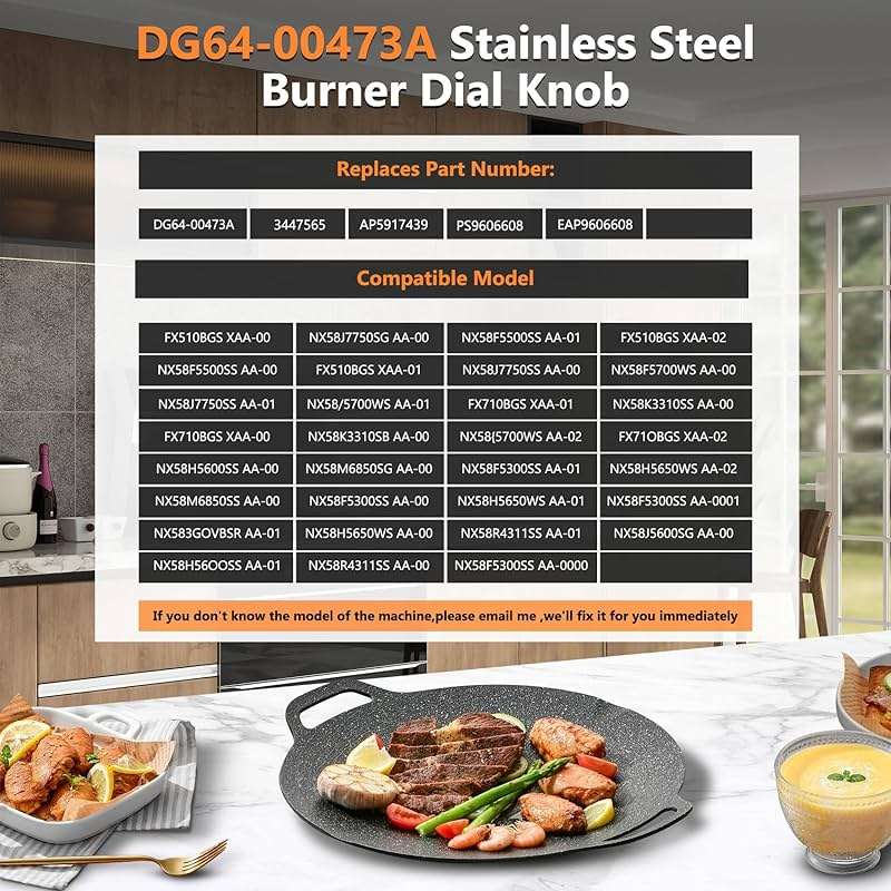 DG64-00473A Burner Control Dial Knob Range Oven Replacement Compatible with Samsung Gas Stove Knob NX58H5600SS NX58F5700WS NX58H5650WS NX58J7750SS NX58M6850SS （5pcs）. - Image 4