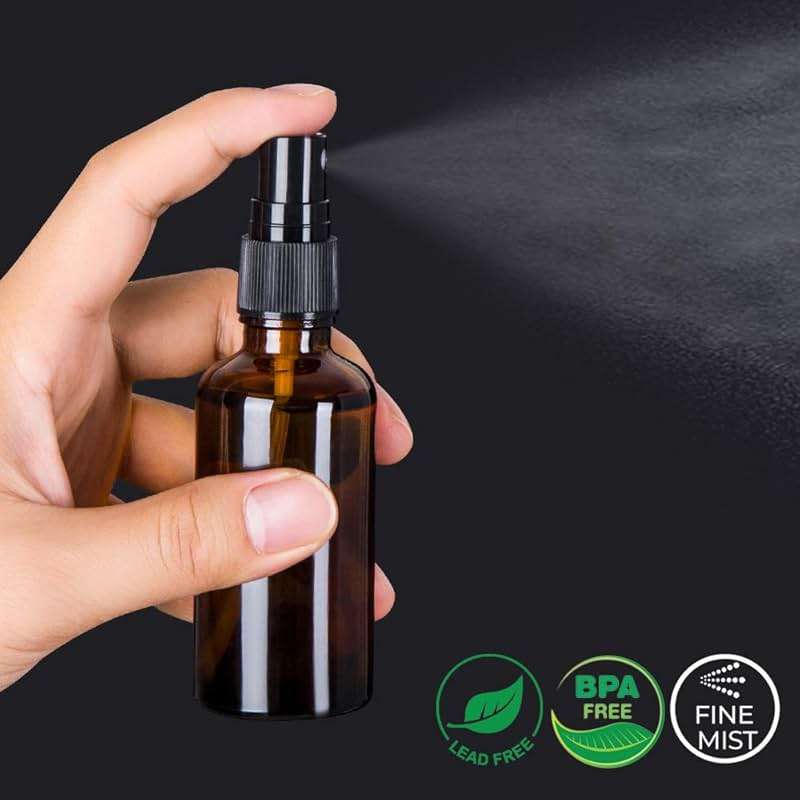 hmaimas 2oz Amber Glass Spray Bottles for Essential Oils, Small Empty Spray Bottle, Fine Mist Spray, Set of 3 - Image 2