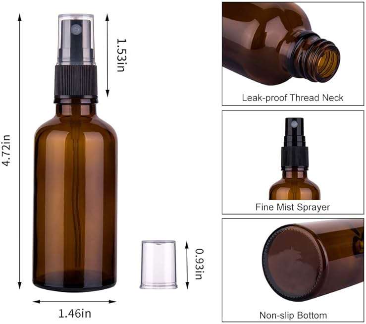 hmaimas 2oz Amber Glass Spray Bottles for Essential Oils, Small Empty Spray Bottle, Fine Mist Spray, Set of 3 - Image 8