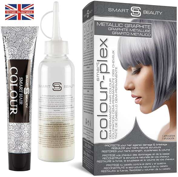 Metallic Graphite Gray Hair Dye Demi-Permanent, Grey Toner for Bleached Hair, Anti-Breakage Plex Hair Care, Vegan & Cruelty-Free, 100% Gray Coverage, Silver Hair Color by Smart Beauty - Image 1