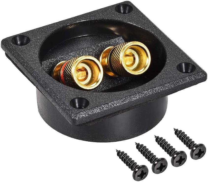 uxcell 2-Way Square Speaker Box Terminal Binding Post Stereo Screw Connectors Subwoofer Plugs Black 1pcs - Image 1