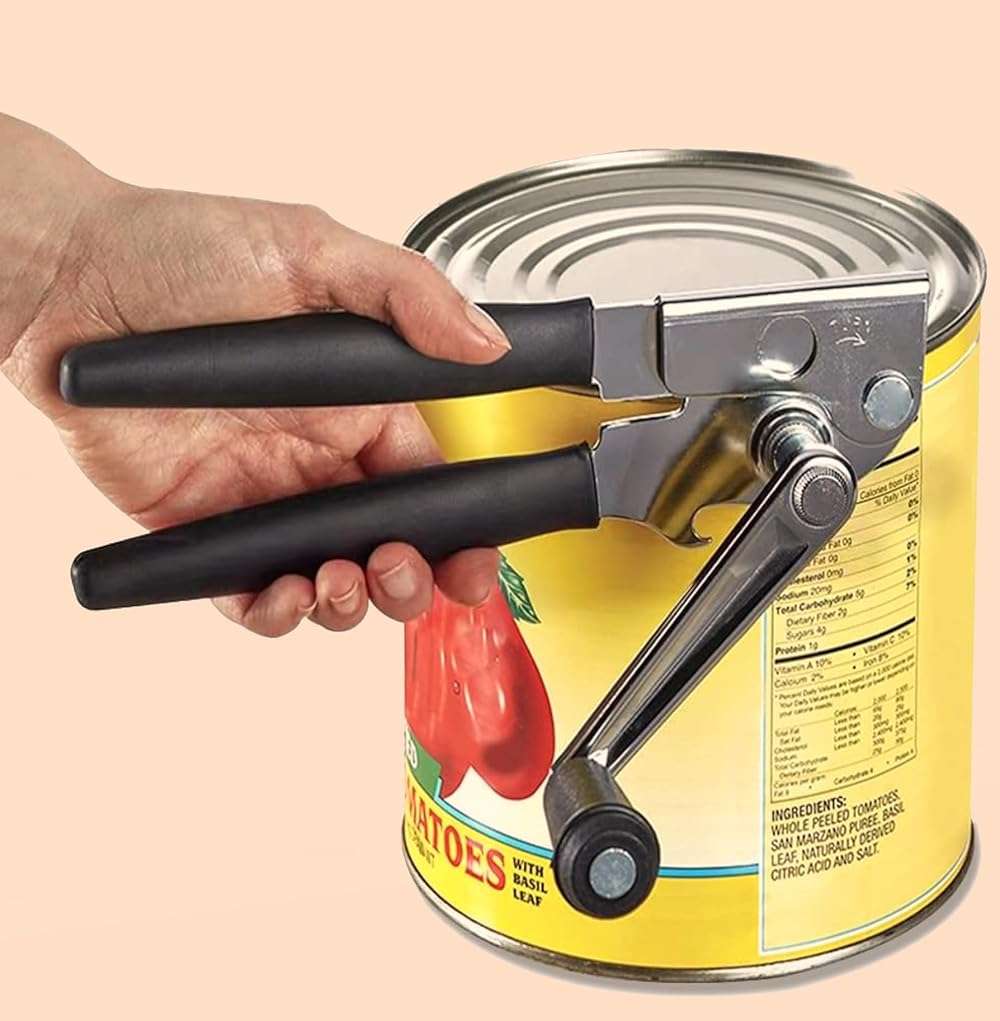 Heavy Duty Can Opener with Magnet – Commercial Can Opener Manual for Seniors, Hand Held, Sharp Blade, Smooth Edge – Folding Knob for Easy Storage, Built in Bottle Opener - Image 1