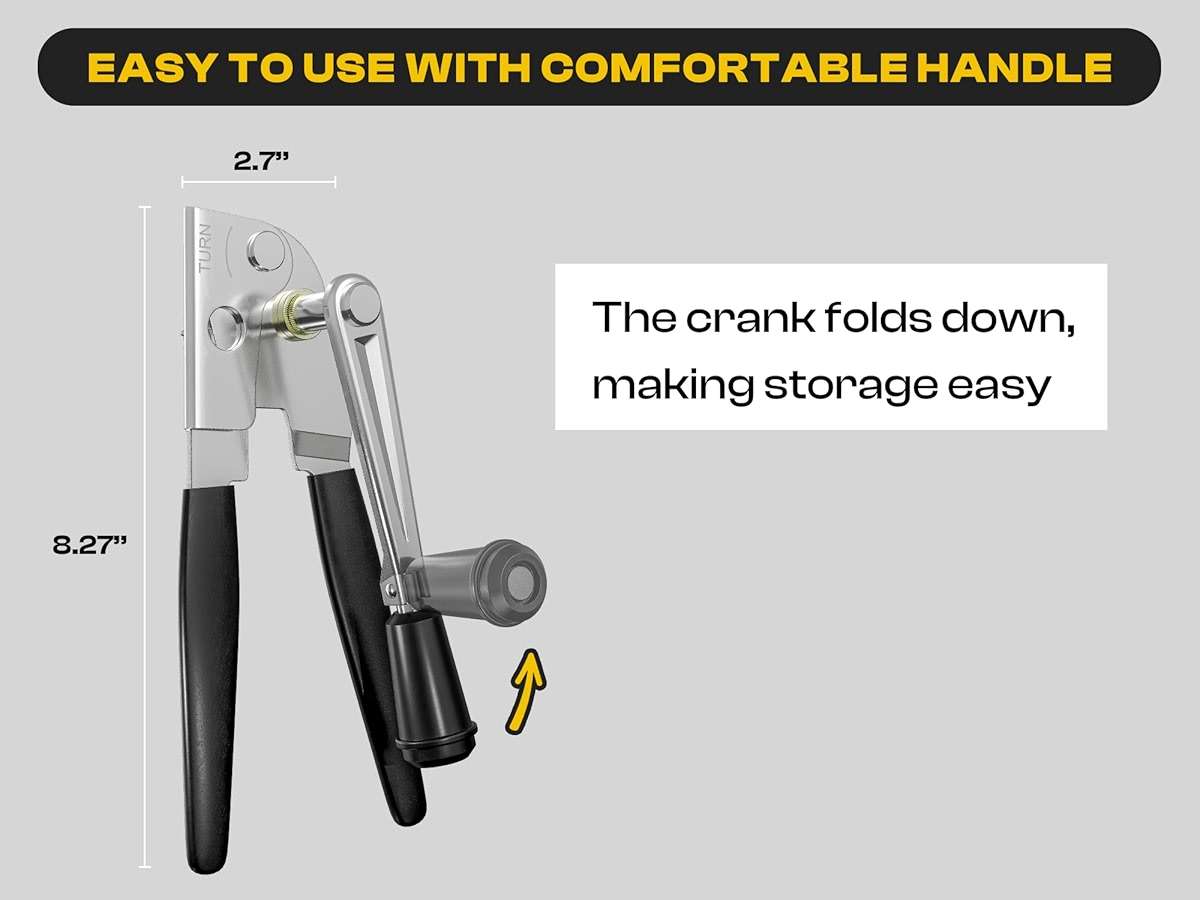 Heavy Duty Can Opener with Magnet – Commercial Can Opener Manual for Seniors, Hand Held, Sharp Blade, Smooth Edge – Folding Knob for Easy Storage, Built in Bottle Opener - Image 2