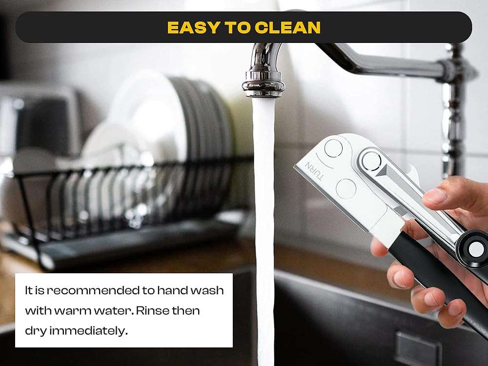 Heavy Duty Can Opener with Magnet – Commercial Can Opener Manual for Seniors, Hand Held, Sharp Blade, Smooth Edge – Folding Knob for Easy Storage, Built in Bottle Opener - Image 6