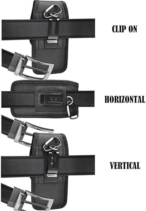 Njjex Phone Holster for Samsung Galaxy S25 Ultra S24 S23 S22 S21 S20 Note 20 A17 A16 A15 A14 A36 A35 A12 iPhone 17 Pro Max Air SE 16E Nylon Belt Clip Holster Cell Phone Pouch Card Holder Carrying Case - Image 3