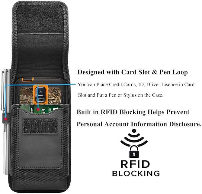Njjex Phone Holster for Samsung Galaxy S25 Ultra S24 S23 S22 S21 S20 Note 20 A17 A16 A15 A14 A36 A35 A12 iPhone 17 Pro Max Air SE 16E Nylon Belt Clip Holster Cell Phone Pouch Card Holder Carrying Case - Image 4