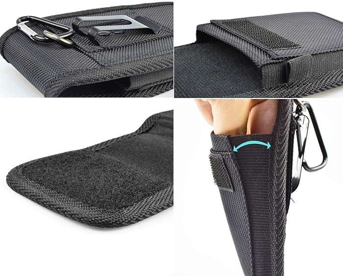 Njjex Phone Holster for Samsung Galaxy S25 Ultra S24 S23 S22 S21 S20 Note 20 A17 A16 A15 A14 A36 A35 A12 iPhone 17 Pro Max Air SE 16E Nylon Belt Clip Holster Cell Phone Pouch Card Holder Carrying Case - Image 5
