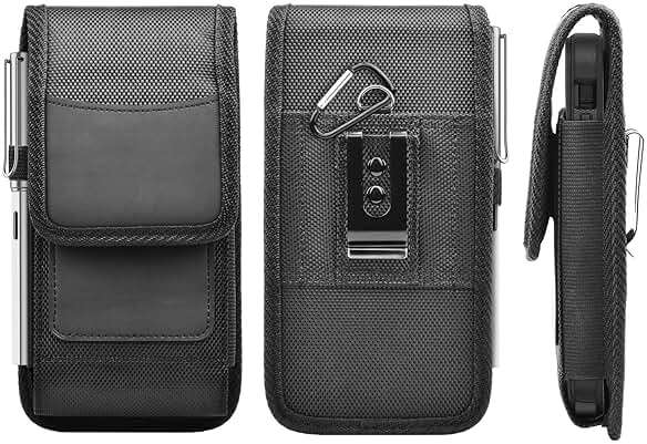 Njjex Phone Holster for Samsung Galaxy S25 Ultra S24 S23 S22 S21 S20 Note 20 A17 A16 A15 A14 A36 A35 A12 iPhone 17 Pro Max Air SE 16E Nylon Belt Clip Holster Cell Phone Pouch Card Holder Carrying Case - Image 6