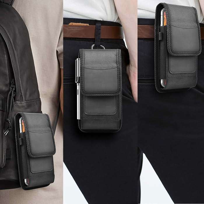 Njjex Phone Holster for Samsung Galaxy S25 Ultra S24 S23 S22 S21 S20 Note 20 A17 A16 A15 A14 A36 A35 A12 iPhone 17 Pro Max Air SE 16E Nylon Belt Clip Holster Cell Phone Pouch Card Holder Carrying Case - Image 7