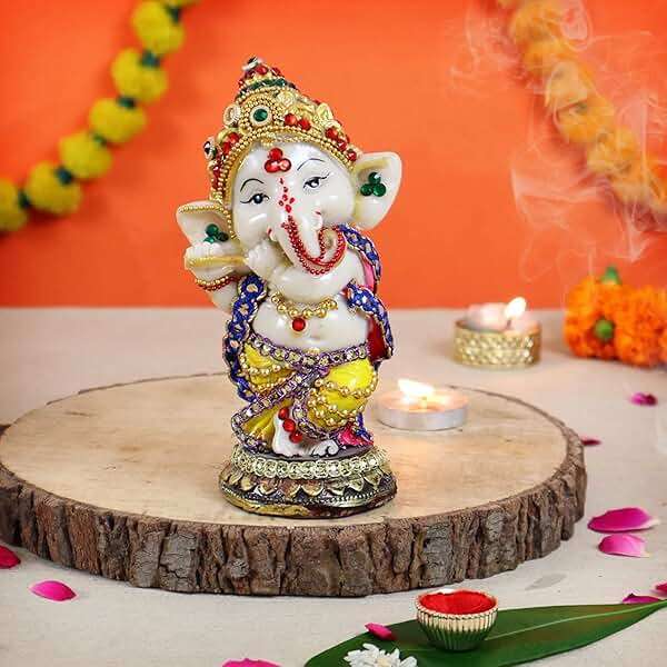 TIED RIBBONS Ganesh Statue | 5.5 inch | Ganesha Idol for Table Desktop, Indian God Idol Indian Gifts | Elephant God Statue | Ganesha Decorations | Ganesha Statues for Car Dashboard - Image 6