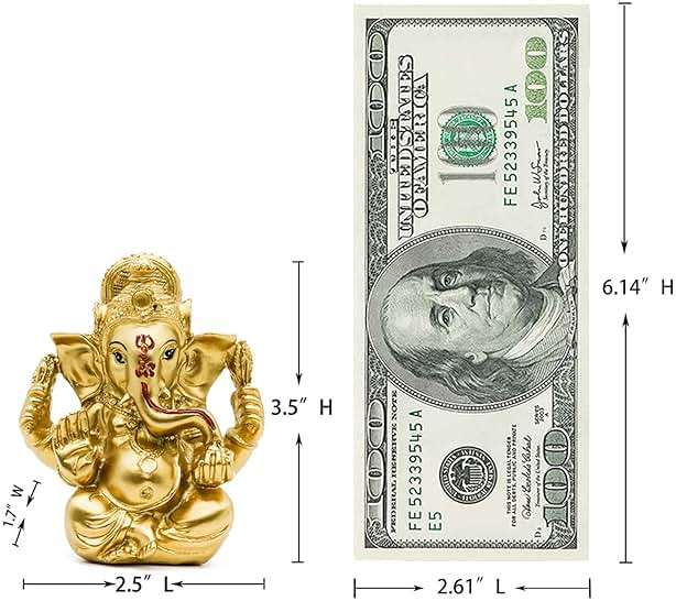 Hindu Ganesh for Car Dashboard - Indian Mini Ganesha Statue India Home Office Temple Mandir Pooja Items Diwali Gifts Decor Murti Ganpati Idol Yoga Zen Meditation Room Altar Shrine Kit - Image 3