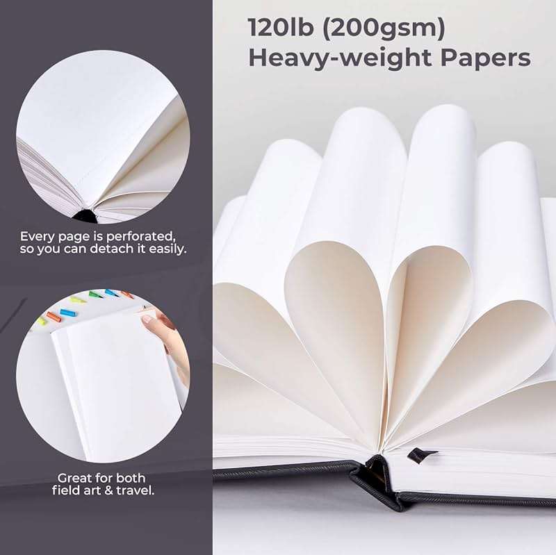 Ohuhu Sketchbook Marker Paper Pad: 8.3"x8.3" Square Art Sketch Book Drawing Papers 78 Sheets/156 Pages 120 lb/200 gsm Hardcover Sketching Books for Alcohol Markers Heavyweight Sketchpad Christmas Gift - Image 4