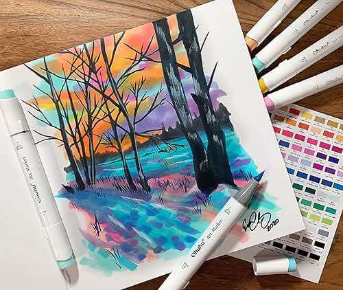 Ohuhu Sketchbook Marker Paper Pad: 8.3"x8.3" Square Art Sketch Book Drawing Papers 78 Sheets/156 Pages 120 lb/200 gsm Hardcover Sketching Books for Alcohol Markers Heavyweight Sketchpad Christmas Gift - Image 6