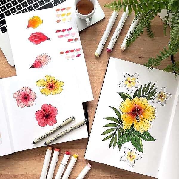 Ohuhu Sketchbook Marker Paper Pad: 8.3"x8.3" Square Art Sketch Book Drawing Papers 78 Sheets/156 Pages 120 lb/200 gsm Hardcover Sketching Books for Alcohol Markers Heavyweight Sketchpad Christmas Gift - Image 8