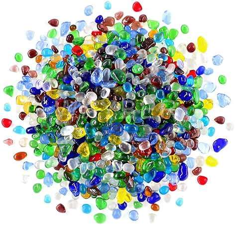 Rainbow Glass Stones, 1Lb/460g Irregular Sea Glass Pebbles Non-Toxic Artificial Crystal Stones for Handmade Artwork/Vase Filler/Terrarium Flowerpot Aquarium Turtle Tank Decoration, Multicolored - Image 1