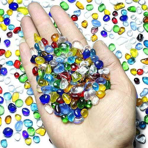 Rainbow Glass Stones, 1Lb/460g Irregular Sea Glass Pebbles Non-Toxic Artificial Crystal Stones for Handmade Artwork/Vase Filler/Terrarium Flowerpot Aquarium Turtle Tank Decoration, Multicolored - Image 2