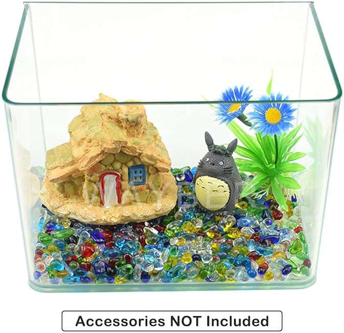 Rainbow Glass Stones, 1Lb/460g Irregular Sea Glass Pebbles Non-Toxic Artificial Crystal Stones for Handmade Artwork/Vase Filler/Terrarium Flowerpot Aquarium Turtle Tank Decoration, Multicolored - Image 3