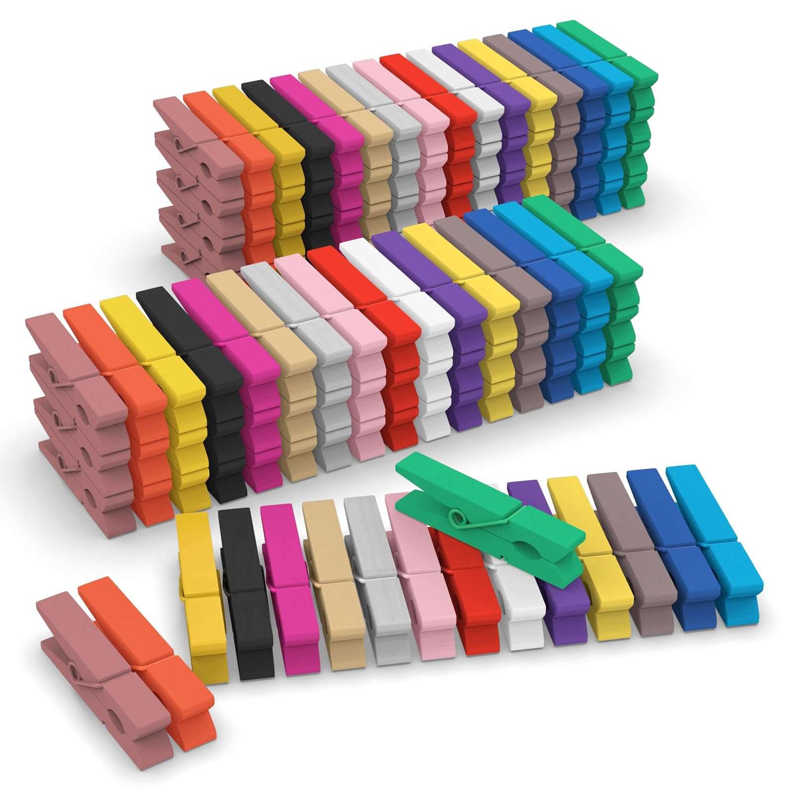 JABINCO (Pack of 128) Mini Wooden Colored clothespins,16 coloers Each 8pcs, Colored - Image 1