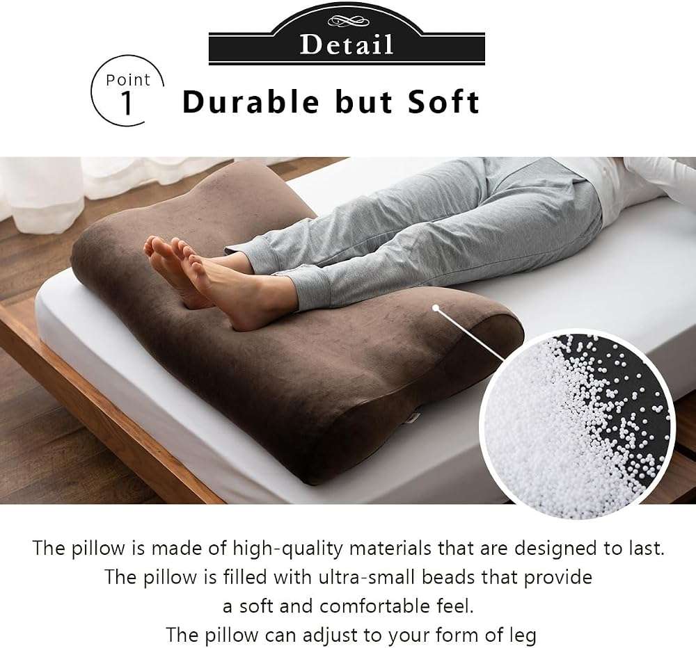 EMOOR Foot Pillow Shifuku Soft as Marshmallow (Beige), Made in Japan Plush Pillow Leg Rest Beads Cushion Super Soft Kawaii - Image 3