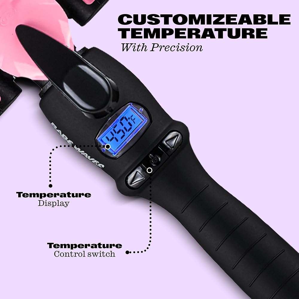 Trademark Beauty Three Barrel Hair Waver, Curling Iron, 1 Inch, Beach Waves, Quick Heat, Babe Waves Original, Adjustable Temperature Hair Curler - Pink - Image 2