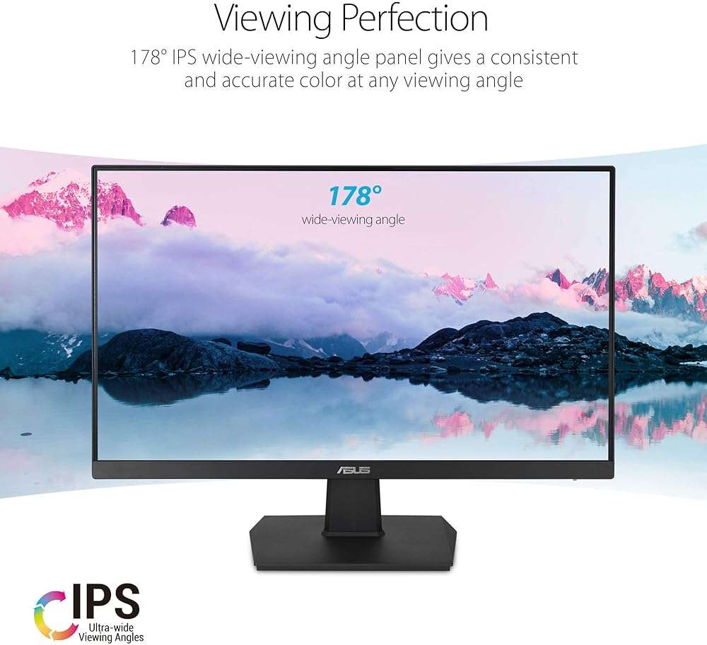 ASUS 27 Inch Desktop Monitor - Full HD (1920 x 1080), IPS, 75Hz, Adaptive-Sync, HDMI, D-Sub, Frameless - VA27EHE - Image 3
