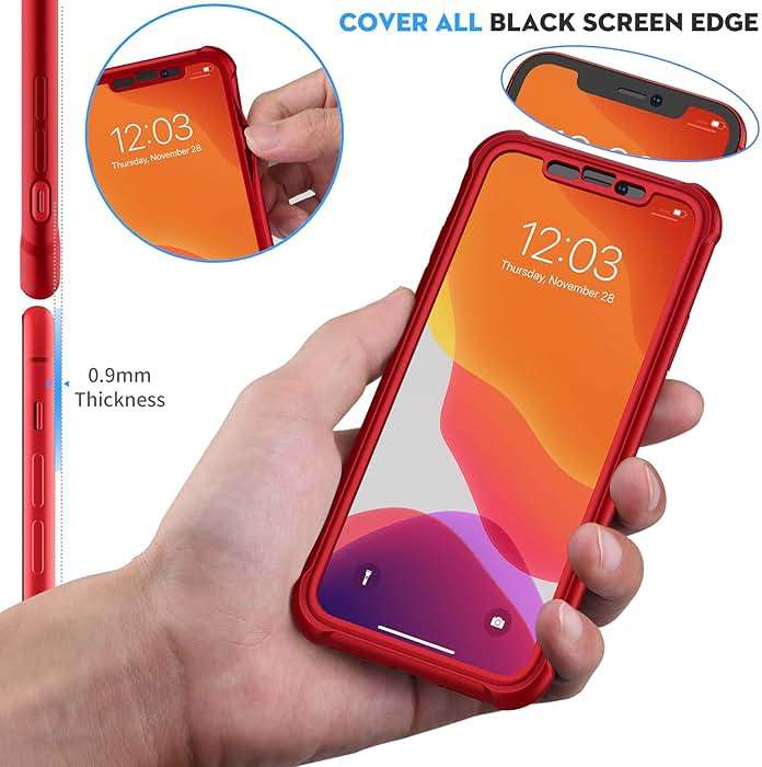 ORETECH for iPhone XR Case, with [2 x Screen Protectors] [10 Ft Military Grade Drop Test] [Camera Protection] 360° Shockproof Slim Thin Phone Case iPhone XR Cover 6.1" - Red - Image 5