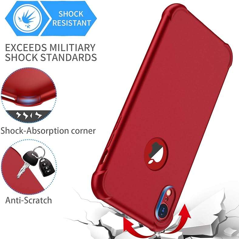 ORETECH for iPhone XR Case, with [2 x Screen Protectors] [10 Ft Military Grade Drop Test] [Camera Protection] 360° Shockproof Slim Thin Phone Case iPhone XR Cover 6.1" - Red - Image 6