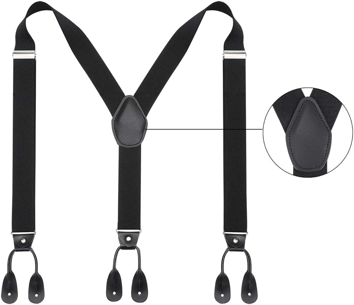 Kajeer Men Button Suspenders Adjustable, Heavy Duty Y-Back Elastic Tuxedo Elastic Mens Suspenders with Leather Buttons End - Image 2