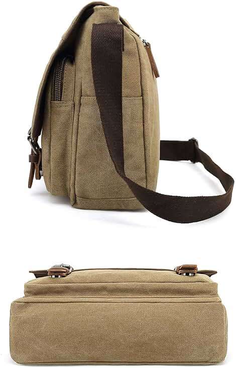 Sechunk Canvas Vintage Messenger Bag Shoulder bag Leather Large Travel Crossbody bags for men women 15inch Laptop - Image 3