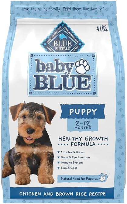 Blue Buffalo Baby Blue Natural Dry Food for Puppies, Healthy Growth Formula with DHA, Savory Chicken Recipe, 4-lb Bag - Image 1