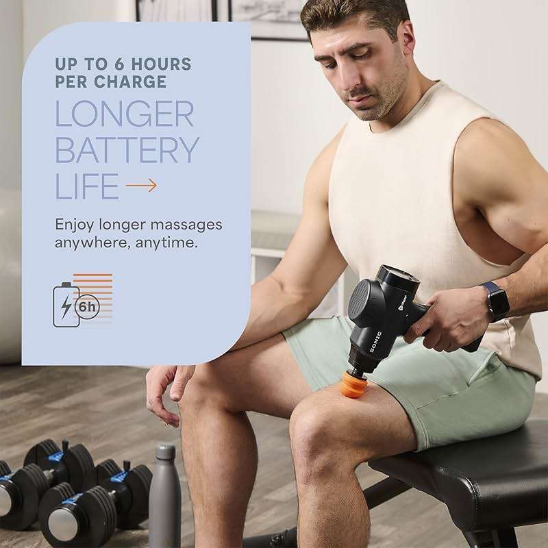 Lifepro Massage Gun - Percussion Muscle Massager for Athletes with 8 Massage Heads and 5 Speed Settings - Deep Tissue Back and Muscle Massage Gun for Recovery - Image 4