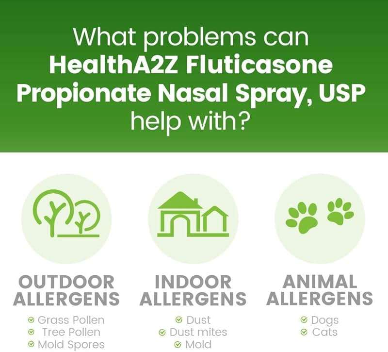 HealthA2Z® Allergy Relief, Fluticasone Propionate 50mcg, Nasal Spray, 24-Hour Allergy Relief, Dye Free, 240 Sprays (2 Pack, 120 Sprays Each) - Image 6