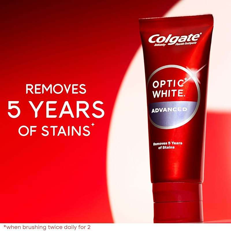 Colgate Optic White Advanced Hydrogen Peroxide Toothpaste Pack, Teeth Whitening Toothpaste, Enamel-Safe Hydrogen Peroxide Formula, Helps Remove Tea, Coffee, and Wine Stains, Icy Fresh, 3 Pack, 3.2 oz - Image 2