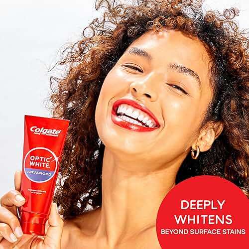 Colgate Optic White Advanced Hydrogen Peroxide Toothpaste Pack, Teeth Whitening Toothpaste, Enamel-Safe Hydrogen Peroxide Formula, Helps Remove Tea, Coffee, and Wine Stains, Icy Fresh, 3 Pack, 3.2 oz - Image 3