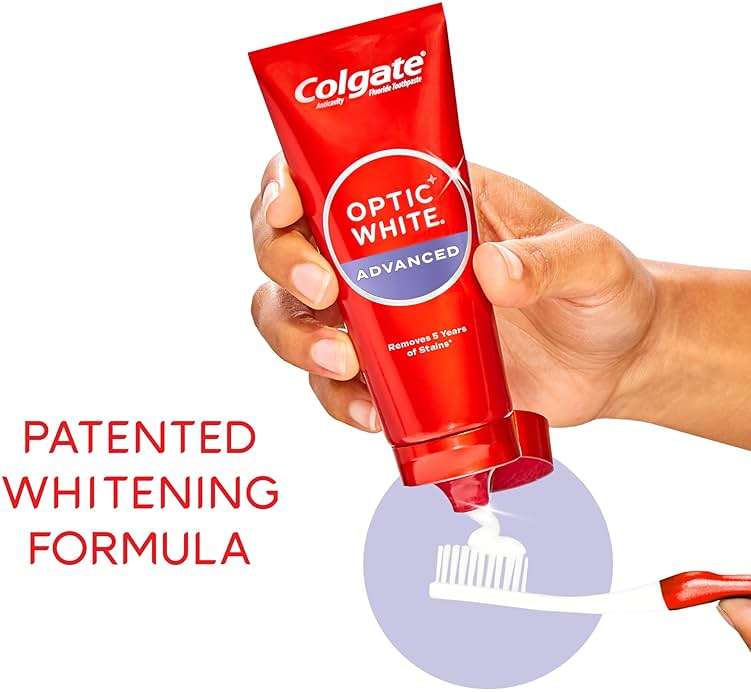 Colgate Optic White Advanced Hydrogen Peroxide Toothpaste Pack, Teeth Whitening Toothpaste, Enamel-Safe Hydrogen Peroxide Formula, Helps Remove Tea, Coffee, and Wine Stains, Icy Fresh, 3 Pack, 3.2 oz - Image 6