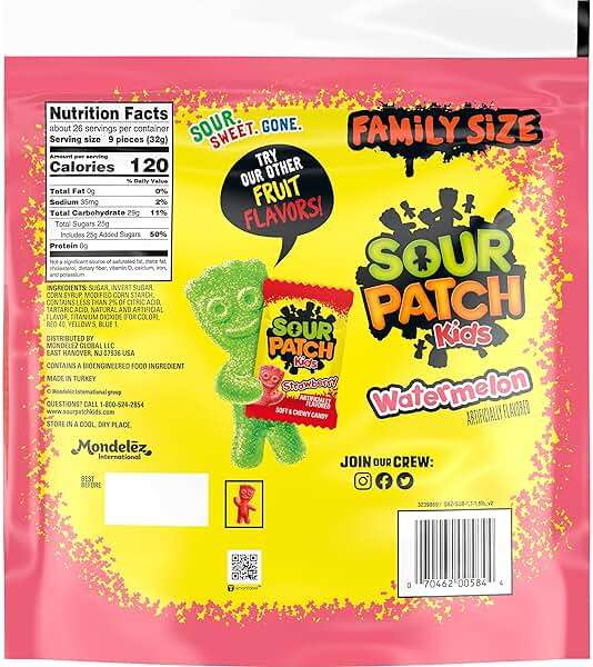 SOUR PATCH KIDS Watermelon Soft & Chewy Gummy Candy, Family Size, Bulk Candy, 1.8 lb - Image 3