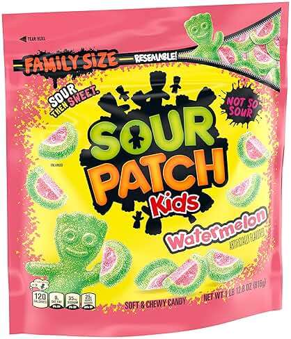 SOUR PATCH KIDS Watermelon Soft & Chewy Gummy Candy, Family Size, Bulk Candy, 1.8 lb - Image 9