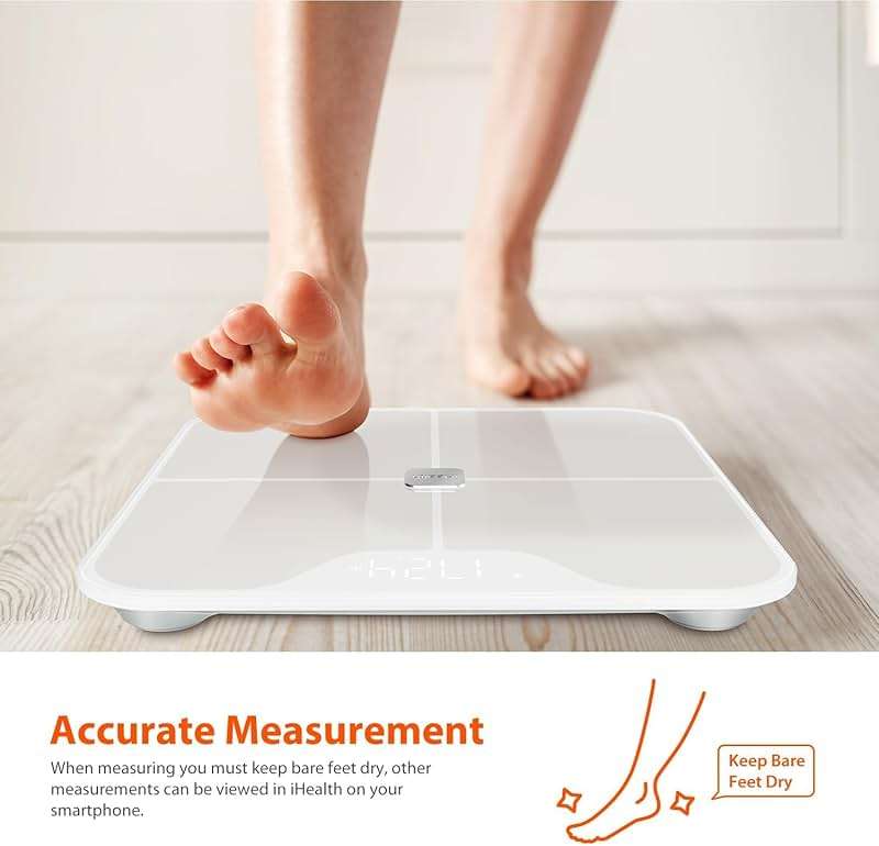 iHealth Nexus Smart Scale for Body Weight Bluetooth, Digital Bathroom Scale Body Fat and Muscle, Body Composition Monitor Health Analyzer for BMI Compatible for iOS & Android Accurate to 0.1lb-White - Image 7