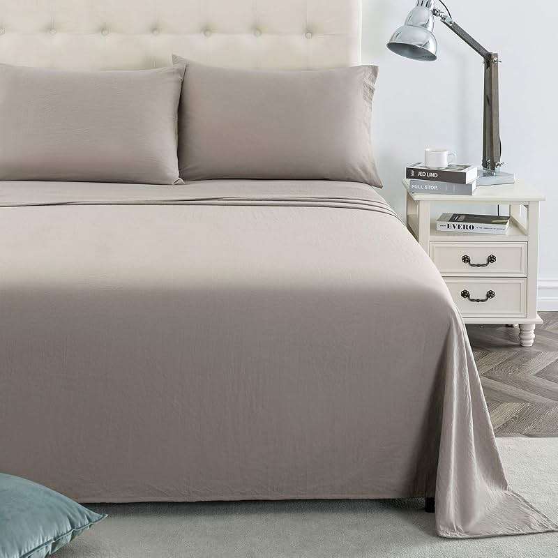 Lanest Housing Queen Sheet Set, 2400 Thread Count Soft Deep Pocket Microfiber Sheets, 4 Pieces Taupe Bedding Sheets & Pillowcases - Image 2
